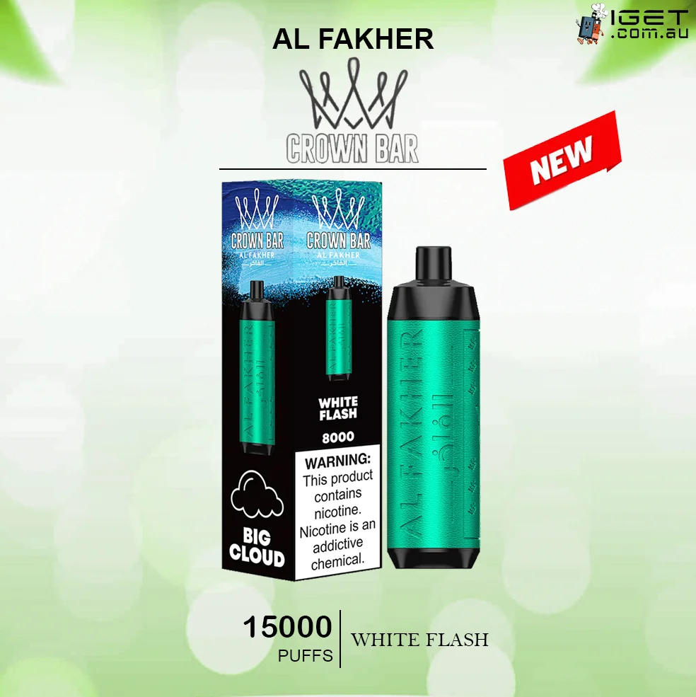 alfakher crown bar white flash 160000 puffs.webp alfakher crown bar white flash 160000 puffs.webp