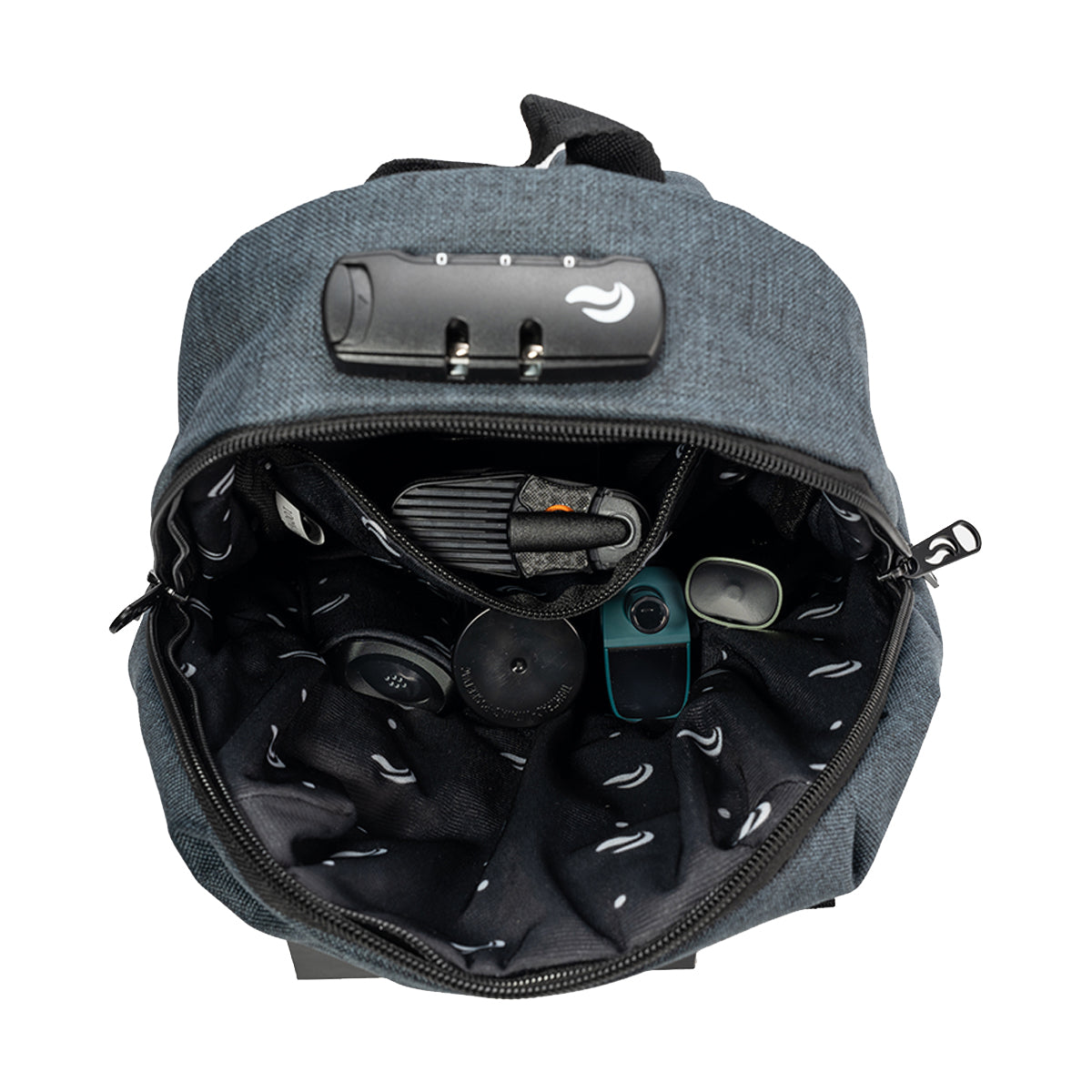 skunk mini backpack denim navy with vaporizers and accessories.jpg skunk mini backpack denim navy with vaporizers and accessories.jpg